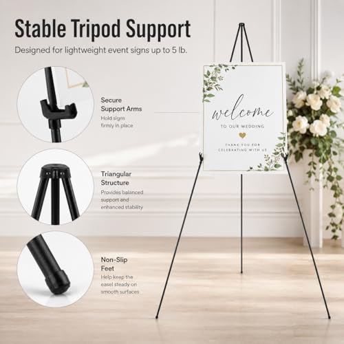 RRFTOK 63 Inch Easel Stand for Sign, Poster Stand and Wedding Sign - style: 63B