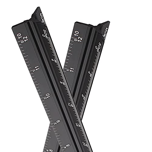 12" Engineer Scale Ruler Architectural Ruler Imperial, Black - color: Imperial Black
