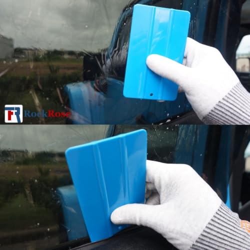 Flexible Plastic Scraper Vinyl Wrap Blue Squeegee Window Tint Film Tool Kit for Car Wrapping, Tinting, Wallpaper Decals - 4-inch (5 pk) - color: Blue-2, size: 5