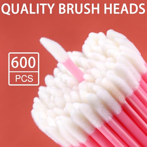 Teenitor 600 Pcs Lip Applicators, Doe Foot Lip Brush Wands Pink - color: Pink