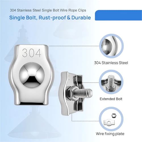 20PCS M4 Wire Rope Clamp,Single clamp - size: M4-1-20Pack
