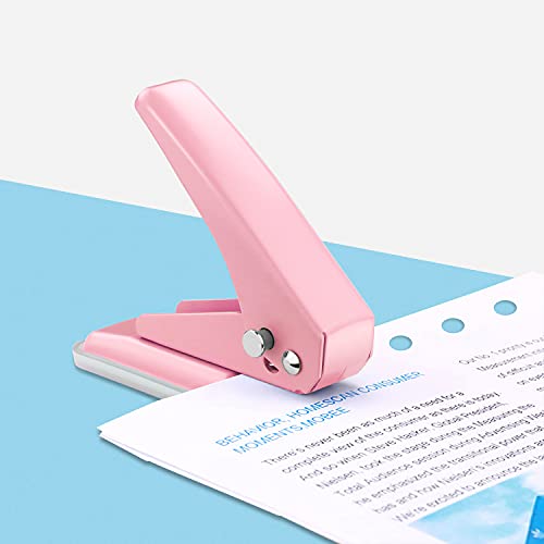 Single Hole Puncher, 1/4" Hole, 20 Sheet Capacity, Pink, 1 Pack - color: Pink