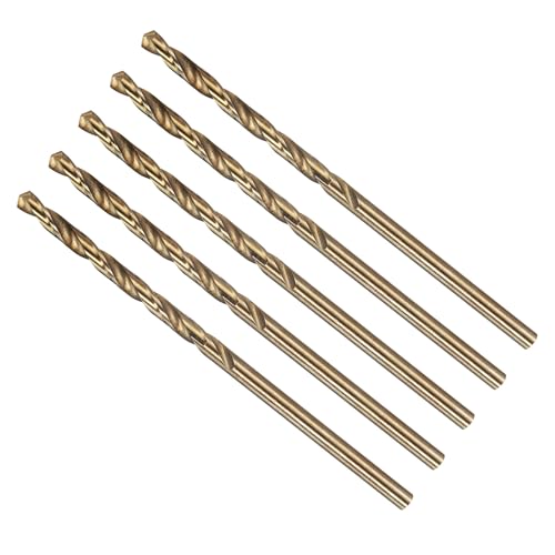 METALLIXITY Micro Drill Bit #34 5Pcs 4341 HSS Small Bits 118° Gold Finish - size: #34 (2.819mm)