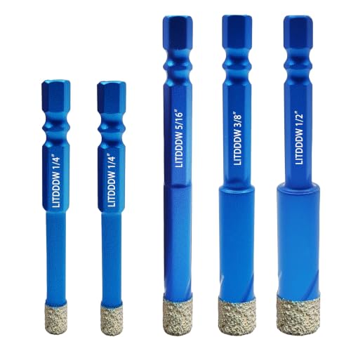 Tile Drill Bits,5 Pack Diamond Drill Bits for Ceramic(1/4"-1/2") - size: 5 Pcs 1/4"-1/2"