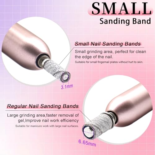 150 Grit Mini Sanding Bands for Nail Drill Bit - 100 Pcs, 3.1 MM Small Sanding Bands for Manicures and Pedicure - size: 150 Grit-Pink