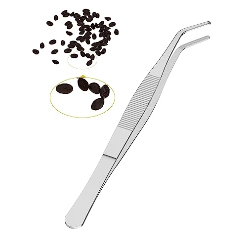 5 PCS 5.5" Stainless Steel Tweezers, Curved Blunt, 3/64" Thick - size: 5.5"L(3/64"T)
