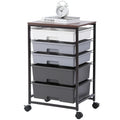 SYKIARIOL Utility Cart with Drawers,5 Drawers Storage Cart,Dark Grey - color: Dark Grey