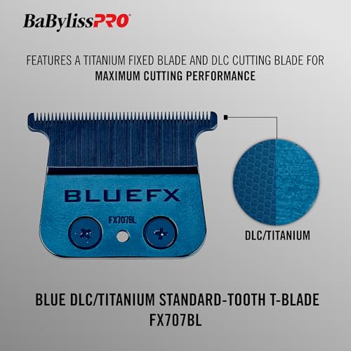 BaBylissPRO Replacement Blades, Standard and Fine-Tooth T-Blades for Outlining Hair Trimmers (FX787, FX799) and LoPROFX Trimmers (FX726, FX729) - style: Blue Titanium Standard-Tooth