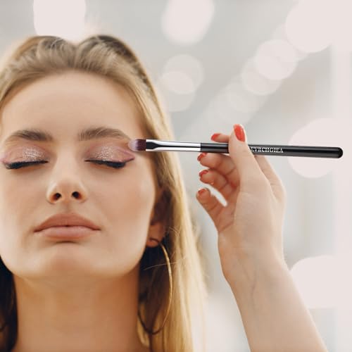 Eye Makeup Brush Set, 6 Pcs Professional Blending Eyeshadow Makeup Brushes for Concealer Eyebrows Eyeliner, Soft Hairs & Wood Handle (black and silver)… - color: black and silver
