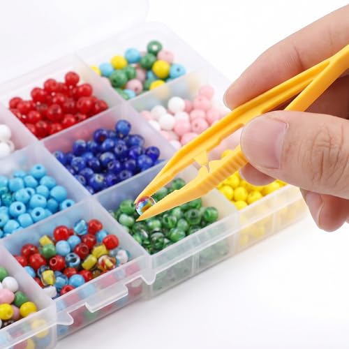 30 Pcs Plastic Tweezers for Crafts, Fine Point Bead Tweezers