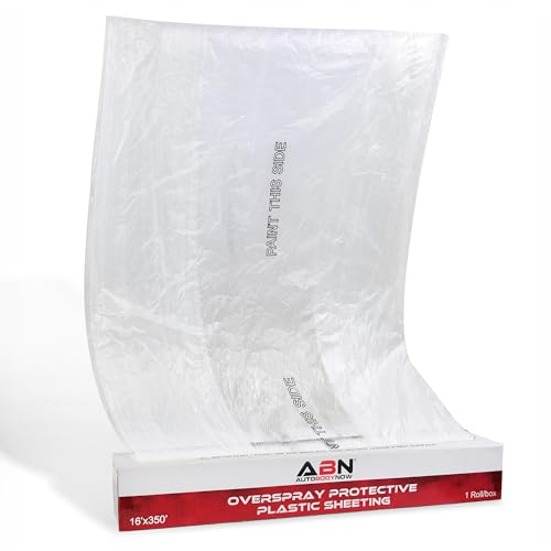 ABN Clear Plastic Sheeting 10 Micron 16 x 350ft – Transparent Protective Masking Film – Automotive Painting & More