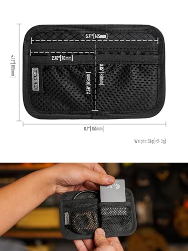 TACTICAL_GEEK TCM3 Mini EDC Organizer Board, Backpack Accessories with Open Pocket & Mesh Pocket, Utility Admin Bag Insert Panel Hook and Loop Modular Organizer for Daily Carry(Black) - color: TCM3-Black