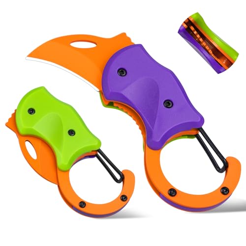 FUNBRO Small Pocket Knife for Men, Edc Knives Tool - color: 1 Pack Purple & Green