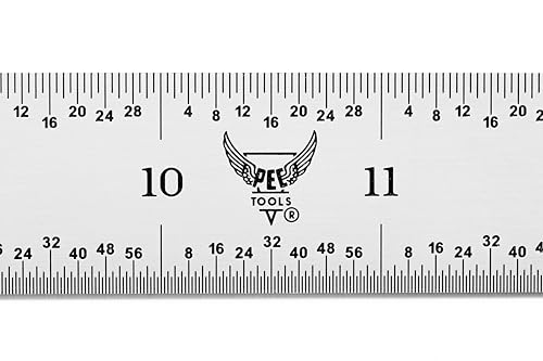 PEC Tools Metal Ruler, 12"/300mm, Made in USA - color: Carbon Steel-Rigid, size: 12"/300mm