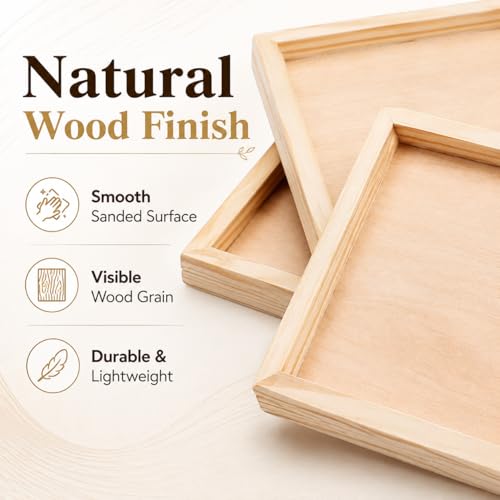 DECHOUS 6-Pack Unfinished Wood Trays, 4.72-Inch Square