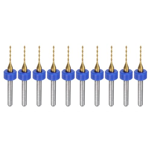 uxcell 10pcs PCB Drill Bits 1/8" Shank 1mm Titanium Coated Carbide Micro Twist Mini Drill Bits Set Rotary Drilling Tool for Print Circuit Board Jewelry CNC Engraving - size: 1mm