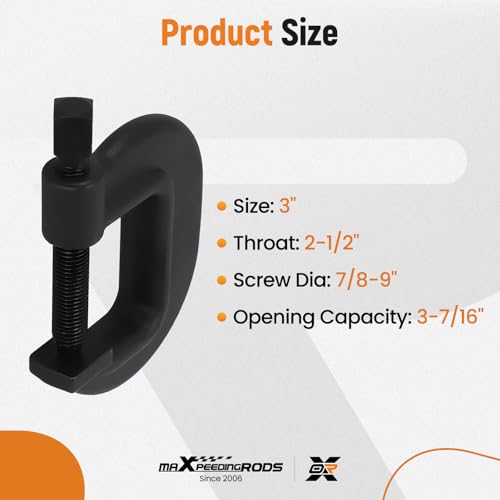 maXpeedingrods C-Clamp, 3-7/16" Opening Capacity, 2-1/2" Throat - style: 3-7/16"