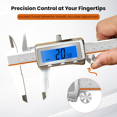 LAYME Digital Caliper 6 Inch, Rechargeable USB-C, Backlit LCD & Fractions - size: 6 inch