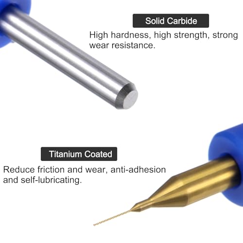 uxcell 10pcs PCB Drill Bits 1/8" Shank 0.2mm Titanium Coated Carbide Micro Twist Mini Drill Bits Set Rotary Drilling Tool for Print Circuit Board Jewelry CNC Engraving - size: 0.2mm