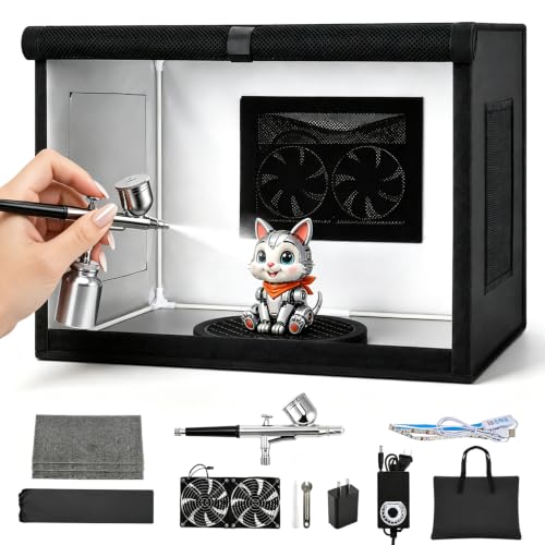Airbrush Spray Booth with Dual Exhaust Fans, Portable Paint Booth