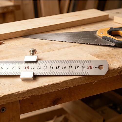 1 PCS Aluminum Alloy Carpenter's Ruler Stoppers Steel Ruler Measuring - color: Silver, size: 20cm