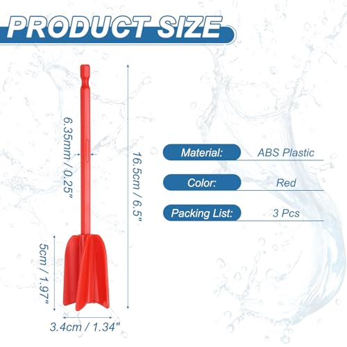 PATIKIL 3Pcs Silicone Resin Mixer Paddles, 6.5" Paint Stirrers, Red - color: Red, size: 6.5"