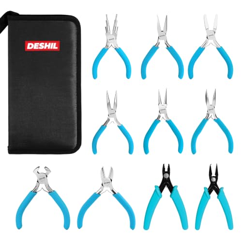 DESHIL 10 Pcs Jewelry Pliers Set for Jewelry Making, Wire Wrapping, Beading