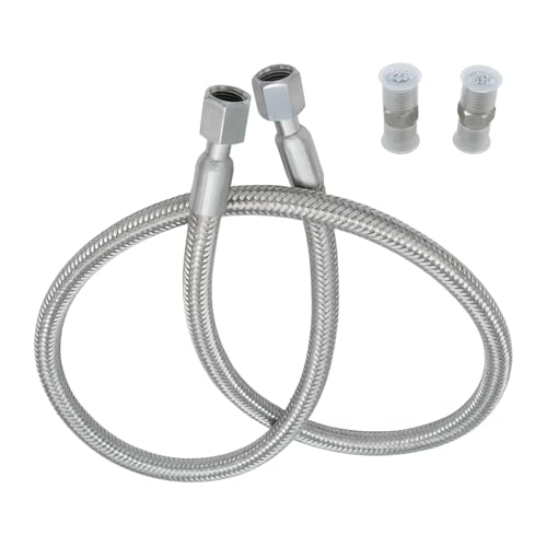 Industrial Grade Reinforced Air Compressor Hose Assembly - 3/8" NPT Male Connectors - 40" Flexible Stainless Steel Braided Line with 360° Rotating Fittings (450 PSI/750°F Rated)