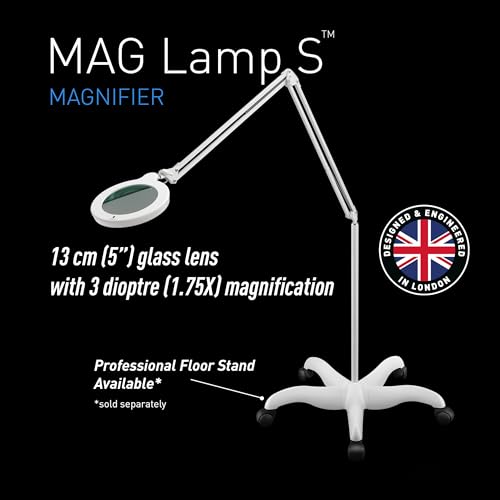 Magnifying Lamp S - Clip On Magnifier Lamp for Nail Salons, Tattoo Artists, Reading & Detailed Work - Dimmable Mag Lamp - size: MAG Lamp S