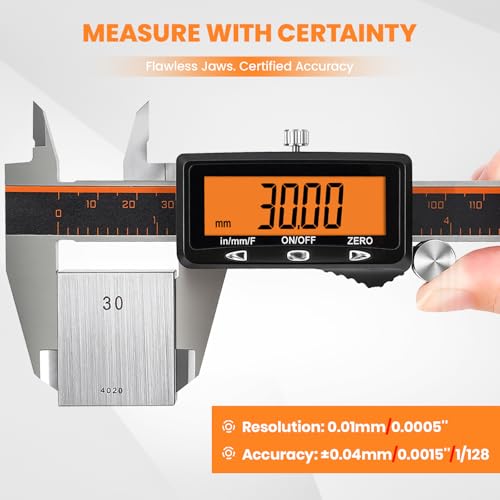 HARDELL Digital Caliper 12" USB-C Charging – Orange Display, Non-Backlit - color: Orange-12Inch