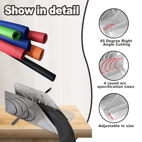 1 Pack Precision 45 Rubber Insulation Pipe Cutter, Rubber Insulated Pipe 45 Cutter, Professional Foam Pipe Cutter Tool, Foam Pipe Cutter Tool Insulation Cutting Fixture, Foam Pipe Cutter Tool 4 in 1