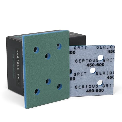 Serious Grit - 3x4 5mm Foam Sanding Pads - 450-600 Grit Finish - 10 Pack - size: 450-600 Grit, style: 5mm Foam