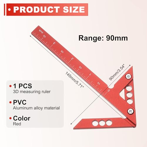 HARFINGTON Center Positioning Ruler Aluminum Alloy Center Finder Red - color: Red