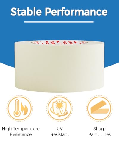 SWRT Masking Tape 2 Inch x 55 Yards, Masking Tape Bulk 10 Rolls (550 Yards Total), White Masking Tape for Painting, Fuse & Perler Beads Art Craft, Clean Removal - size: 2 Inch x 55 Yards x 10 Rolls