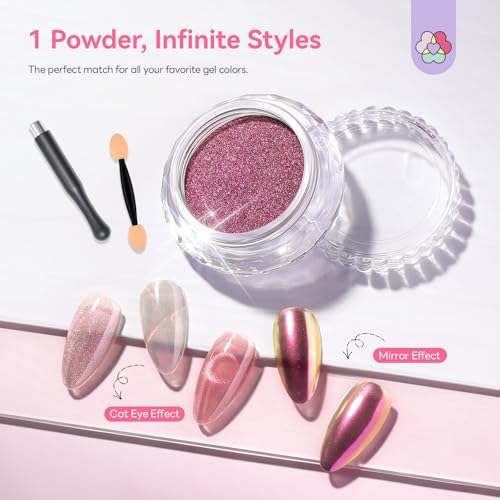 SAVILAND Mirror & Cat Eye Chrome Powder with Nail Magnet, Garnet - color: 13-Garnet Cat Eye Chrome Powder
