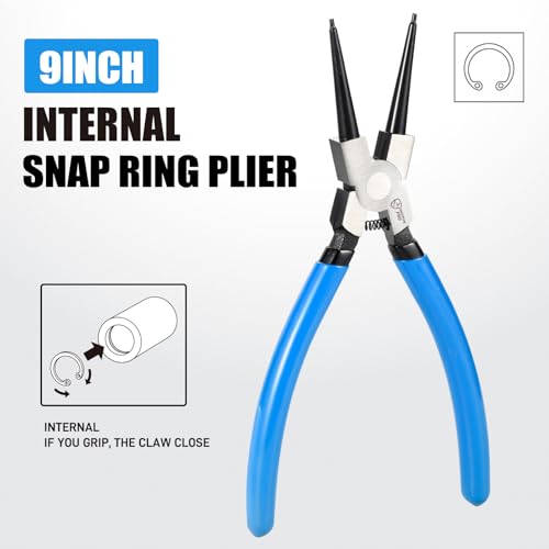 SMOTIVEPRO 9inch Internal Snap Ring Pliers, Heavy Duty Circlip Removal Tool - size: 1PC 9" Internal