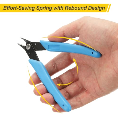 HARFINGTON 5pcs 5" Flush Cut Pliers Small Precision Wire Cutter Side Cutter Diagonal Cutting Pliers for Jewelry Model Electronic 3D Print, Light Blue - color: Light Blue