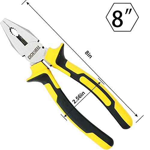 DOWELL Lineman's Pliers - 8 Inch Combination Pliers with Cutter - size: 8" Lineman's Pliers