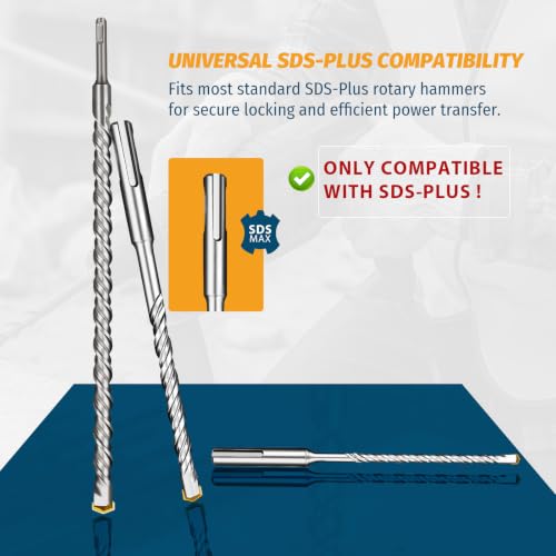 5/32" x 6" 5-Pack SDS-Plus Heavy Duty Carbide Concrete Drill Bits - size: 5/32" x 6"