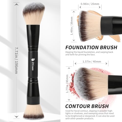 DUcare Foundation Brush Contour Bronzer Makeup Brush Double Ended Sculpting Brush for Blending Liquid Powder Concealer Cream Cosmetics Blush Buffe Black - color: B01