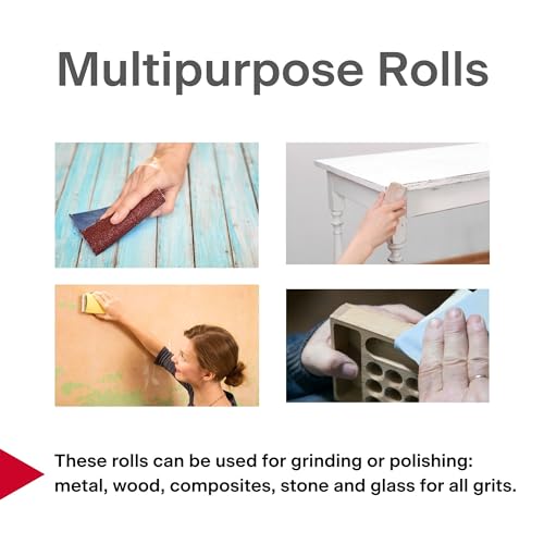 VSM 2" x 50yd (150'), 40 Grit (Coarse) Aluminum Oxide Sanding Shop Roll, F-Weight Cotton Cloth Backed Sandpaper Roll for Hand Finishing, Woodworking, Metal Working, Polishing - style: 40 Grit