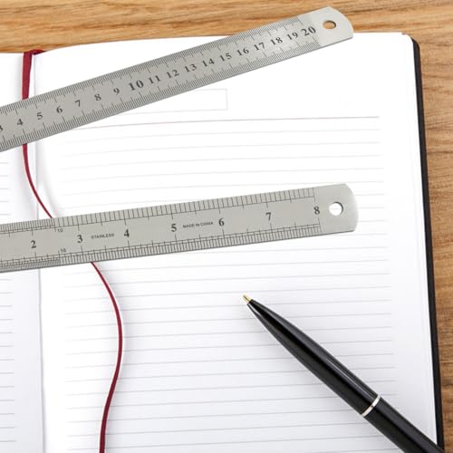 Bivethoi 8 Inch Stainless Steel Ruler, 10 Pcs - color: 10 Pcs
