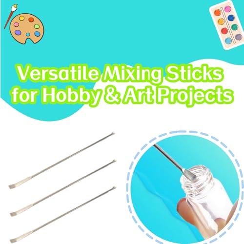 ThFmlva 6Pcs Paint Stir Sticks Professional Metal Stirrers for Hobby Paint Bulk Silver Stick Mixers for Art and Crafting Projects