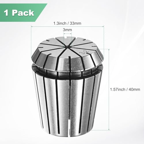 M METERXITY ER32 Spring Collet, 40Cr Steel Spring Collet Chuck 3mm Clamping Diameter for CNC Engraving Machine/Lathe Milling Tool [Silver,1.6x1.3"/ 40x33mm] - size: 3mm