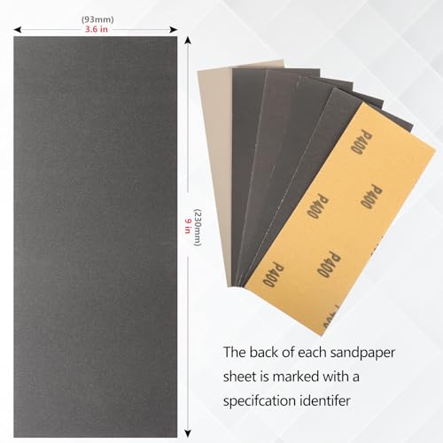 Premium 30-Sheet 400 Grit Wet Dry Sandpaper, 9 x 3-2/3 Inch - color: 400Grit, size: 9x3.6inch