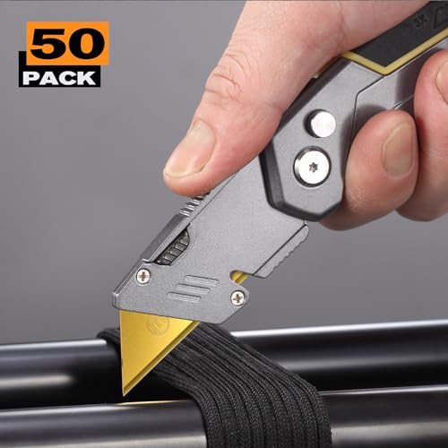 M MEEPO Utility Knife Blades, Never Rust, Titanium SK-2 Steel, 50-Pack - color: Titanium 50-pack