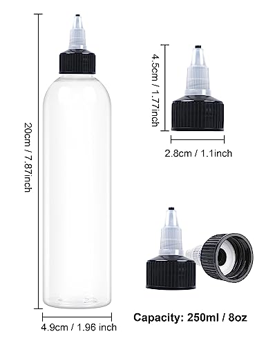 EOSAU 6 Pcs 8oz Clear Plastic Squeeze Bottles for Liquids, Twist Top Cap - color: Clear, size: 8oz 6Pack