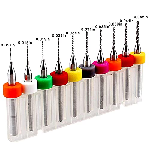 10pcs PCB Drill Bits Set Spiral Flute Carbide 0.3mm-1.2mm for Print Circuit Board Stone Dremel Jewelry CNC Engraving