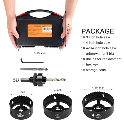 Hole Saw Kit for Wood Metal Plastic, Bi-Metal Cutter Set, 3PCS - color: Black