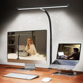 Airlonv LED Desk Lamp with Clamp, 17" Stepless Dimming Light, Black - color: Black, size: Standard